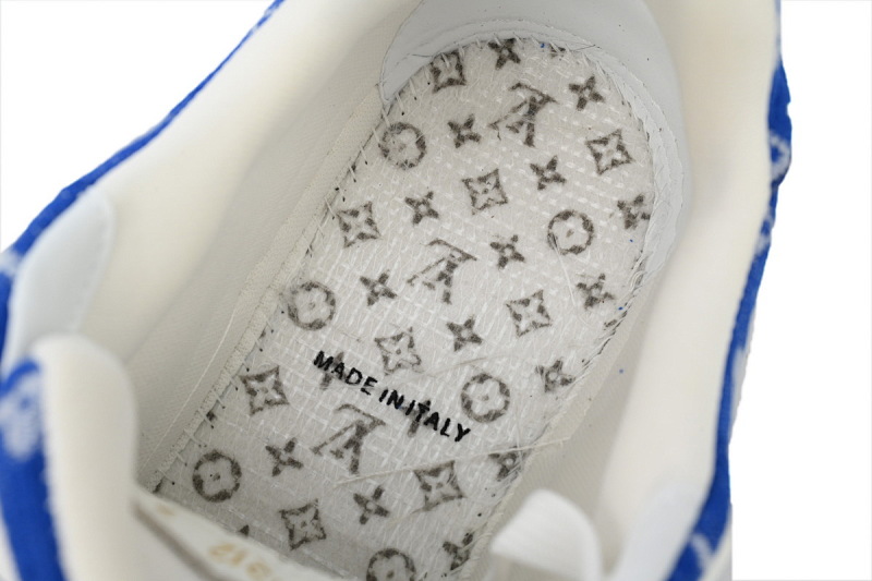 【EA0ET】绒布蓝色 LV板鞋 Louis Vuitton Trainer Blue 低帮系带 时尚板鞋