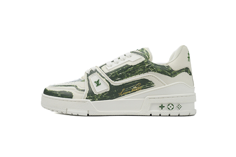 【EA0ET】涂鸦绿色 LV板鞋 Louis Vuitton Trainer Green 手绘涂鸦 时尚板鞋