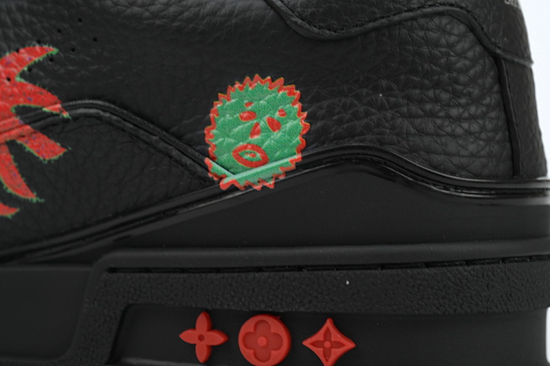 yupoo_289945_37b1ed8a.jpg 【EA0ET】印花黑太阳花 LV板鞋 Yayoi Kusama x Louis Vuitton Trainer Black 牛皮低帮系带 时尚板鞋