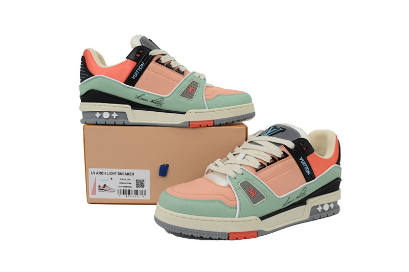 【EA0ET】圆头鞋橙色 LV板鞋 Louis Vuitton Trainer Orange 双重色彩撞色 低帮时尚板鞋