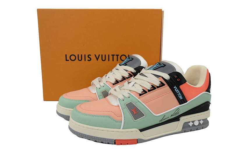 【EA0ET】圆头鞋橙色 LV板鞋 Louis Vuitton Trainer Orange 双重色彩撞色 低帮时尚板鞋
