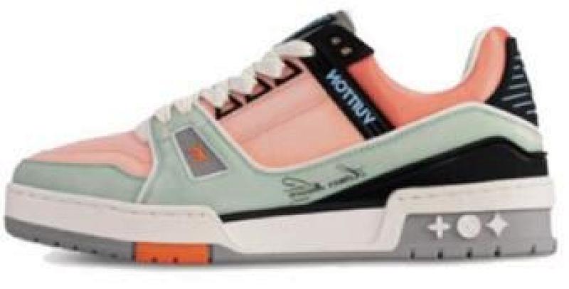 【EA0ET】圆头鞋橙色 LV板鞋 Louis Vuitton Trainer Orange 双重色彩撞色 低帮时尚板鞋