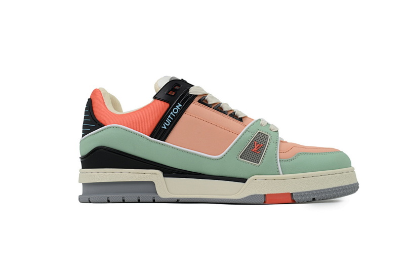 【EA0ET】圆头鞋橙色 LV板鞋 Louis Vuitton Trainer Orange 双重色彩撞色 低帮时尚板鞋