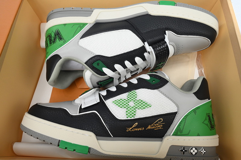 yupoo_290036_66b348ce.jpg 【EA0ET】黑绿魔术贴 LV板鞋 Louis Vuitton Trainer Black Green 网眼经典印花 时尚板鞋