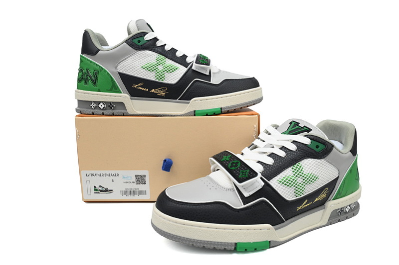 yupoo_290036_baa24d2d.jpg 【EA0ET】黑绿魔术贴 LV板鞋 Louis Vuitton Trainer Black Green 网眼经典印花 时尚板鞋