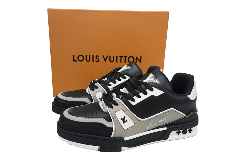 【EA0ET】54新黑灰 LV板鞋 Louis Vuitton Trainer Black Gray White 时尚板鞋