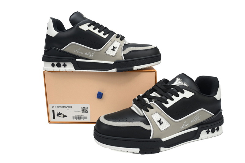 【EA0ET】54新黑灰 LV板鞋 Louis Vuitton Trainer Black Gray White 时尚板鞋