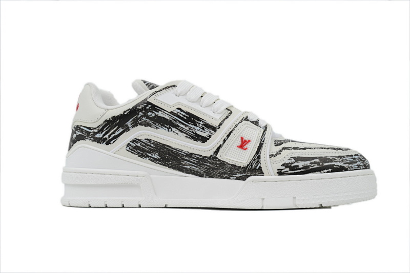【EA0ET】涂鸦黑色 LV板鞋 Louis Vuitton Trainer Black 手绘涂鸦 时尚板鞋