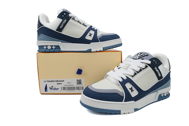 yupoo_290208_89df3e1c.jpg 【EA0ET】圆头系白蓝 LV板鞋 Louis Vuitton Trainer White Blue 小牛皮圆头系带 时尚板鞋