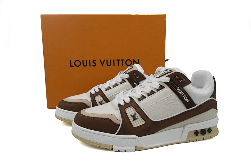 【EA0ET】圆头系摩卡 LV板鞋 Louis Vuitton Trainer Mocha 时尚板鞋