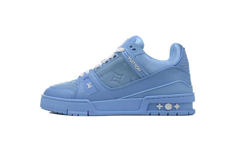 yupoo_290252_03e2e2c5.jpg 【EA0ET】压花全蓝皮 LV板鞋 Louis Vuitton Trainer Blue 皮革低帮系带 时尚板鞋
