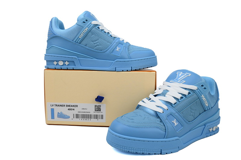 yupoo_290252_bbd4a945.jpg 【EA0ET】压花全蓝皮 LV板鞋 Louis Vuitton Trainer Blue 皮革低帮系带 时尚板鞋
