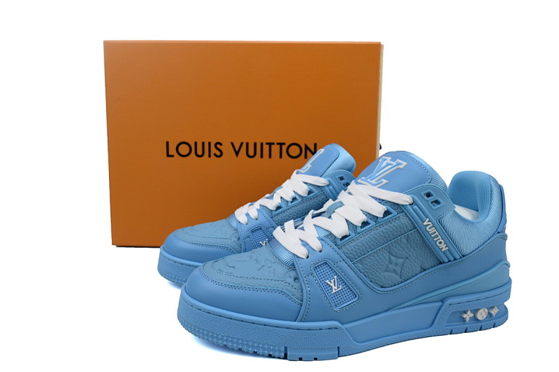 yupoo_290252_d4a5cc0e.jpg 【EA0ET】压花全蓝皮 LV板鞋 Louis Vuitton Trainer Blue 皮革低帮系带 时尚板鞋