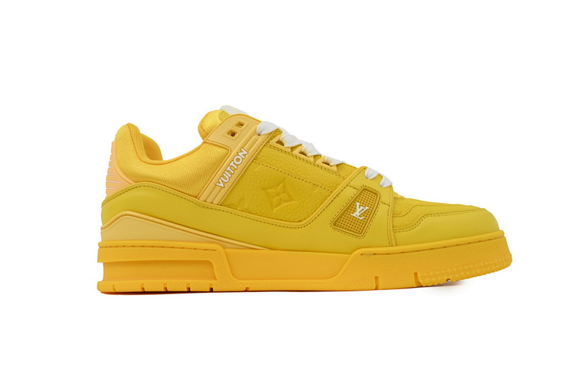 yupoo_290274_7fff64a4.jpg 【EA0ET】压花全黄皮 LV板鞋 Louis Vuitton Trainer Yellow 皮革低帮系带 时尚板鞋