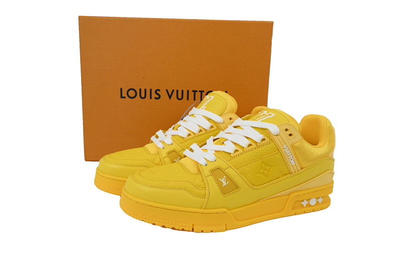 yupoo_290274_c5913459.jpg 【EA0ET】压花全黄皮 LV板鞋 Louis Vuitton Trainer Yellow 皮革低帮系带 时尚板鞋