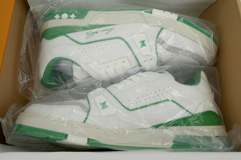 yupoo_290340_545cbcae.jpg 【EA0ET】54荔纹白绿 LV板鞋 Louis Vuitton Trainer White Green 牛皮皮革低帮系带 时尚板鞋