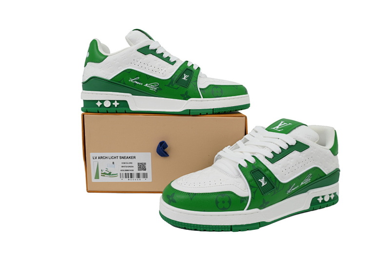 yupoo_290365_1a5930f5.jpg 【EA0ET】54压花白绿 LV板鞋 Louis Vuitton Trainer White Green 系带时尚板鞋