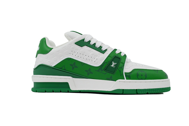 yupoo_290365_59d5a86b.jpg 【EA0ET】54压花白绿 LV板鞋 Louis Vuitton Trainer White Green 系带时尚板鞋