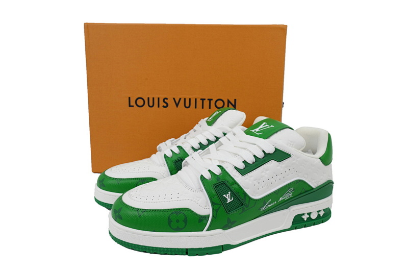 yupoo_290365_905ed3b7.jpg 【EA0ET】54压花白绿 LV板鞋 Louis Vuitton Trainer White Green 系带时尚板鞋