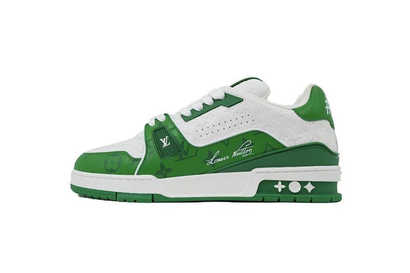 yupoo_290365_f3a80d12.jpg 【EA0ET】54压花白绿 LV板鞋 Louis Vuitton Trainer White Green 系带时尚板鞋