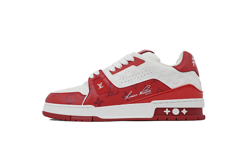 yupoo_290387_199c5436.jpg 【EA0ET】54压花白红 LV板鞋 Louis Vuitton Trainer White Red 系带时尚板鞋