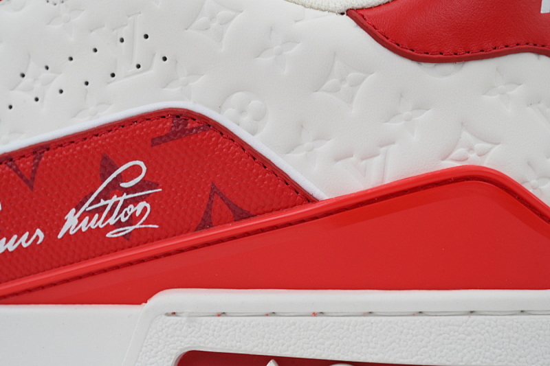 yupoo_290387_28bfcdd8.jpg 【EA0ET】54压花白红 LV板鞋 Louis Vuitton Trainer White Red 系带时尚板鞋