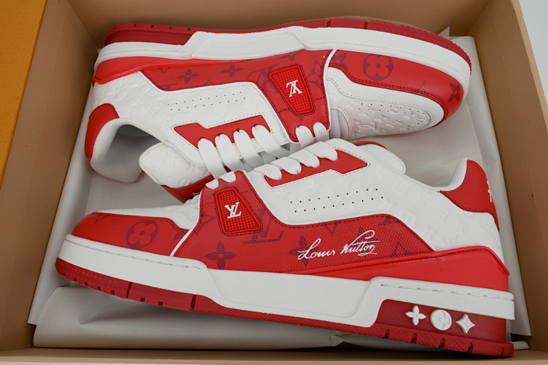 yupoo_290387_33eef202.jpg 【EA0ET】54压花白红 LV板鞋 Louis Vuitton Trainer White Red 系带时尚板鞋