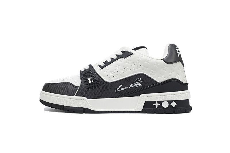 yupoo_290431_097762ec.jpg 【EA0ET】54压花白黑 LV板鞋 Louis Vuitton Trainer Black White 系带时尚板鞋