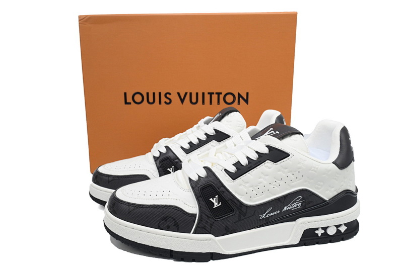 yupoo_290431_3512c54e.jpg 【EA0ET】54压花白黑 LV板鞋 Louis Vuitton Trainer Black White 系带时尚板鞋
