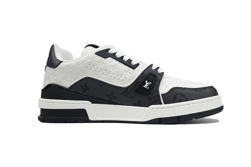 yupoo_290431_eb4a70a1.jpg 【EA0ET】54压花白黑 LV板鞋 Louis Vuitton Trainer Black White 系带时尚板鞋