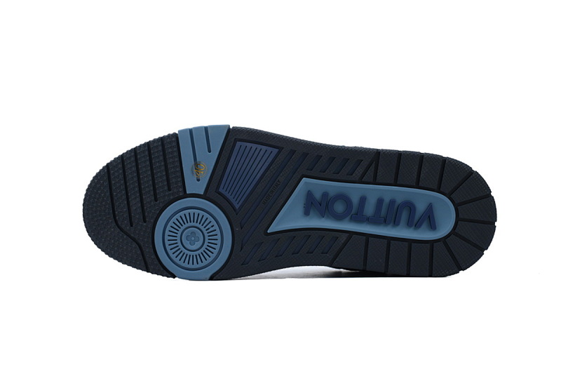 【EA0ET】爱心蓝色 LV板鞋 Nigo x Louis Vuitton Trainer Blue 牛皮 联名款橡胶贴饰 时尚板鞋