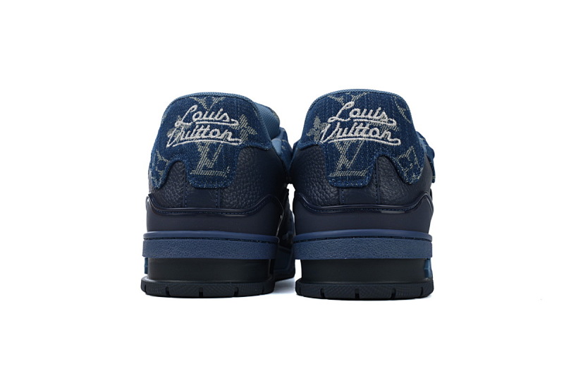 【EA0ET】爱心蓝色 LV板鞋 Nigo x Louis Vuitton Trainer Blue 牛皮 联名款橡胶贴饰 时尚板鞋