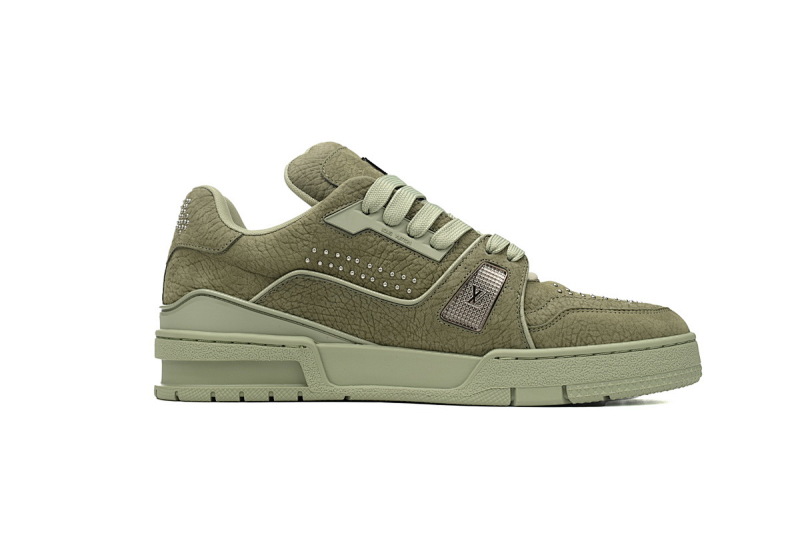 【EA0ET】绿铆钉 LV板鞋 Louis Vuitton Trainer Green 时尚板鞋