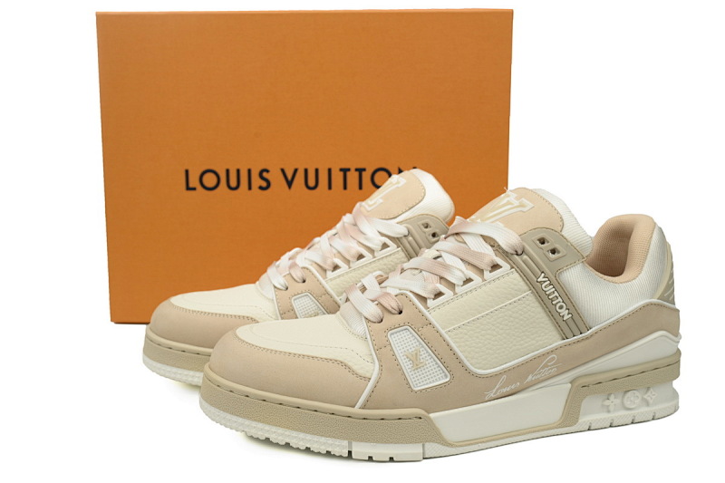 【EA0ET】奶油咖色 LV板鞋 Louis Vuitton Trainer Khaki 时尚板鞋