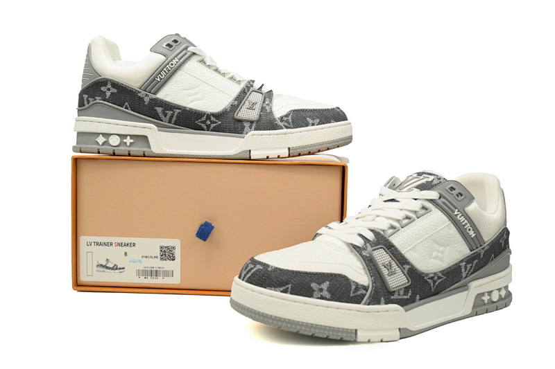 【EA0ET】灰牛仔 LV板鞋 Louis Vuitton Trainer Grey 时尚板鞋