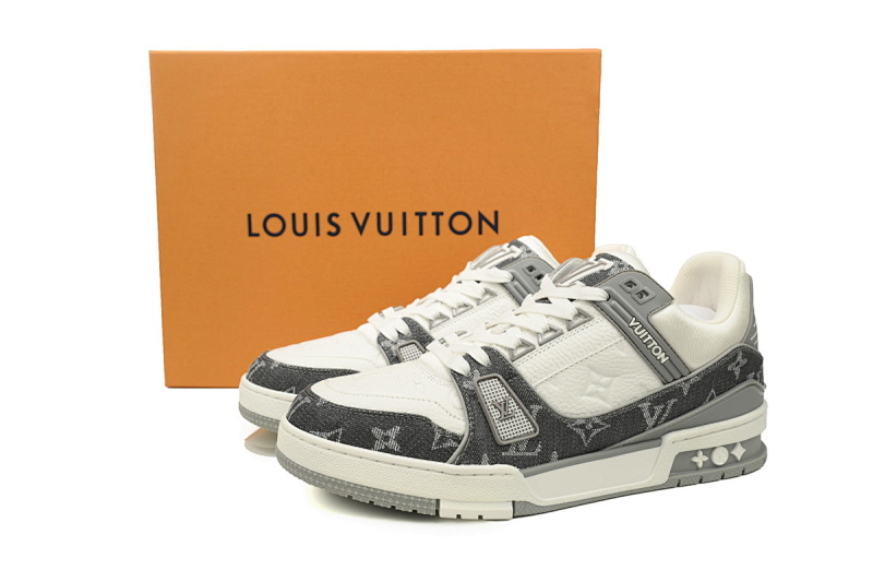 【EA0ET】灰牛仔 LV板鞋 Louis Vuitton Trainer Grey 时尚板鞋