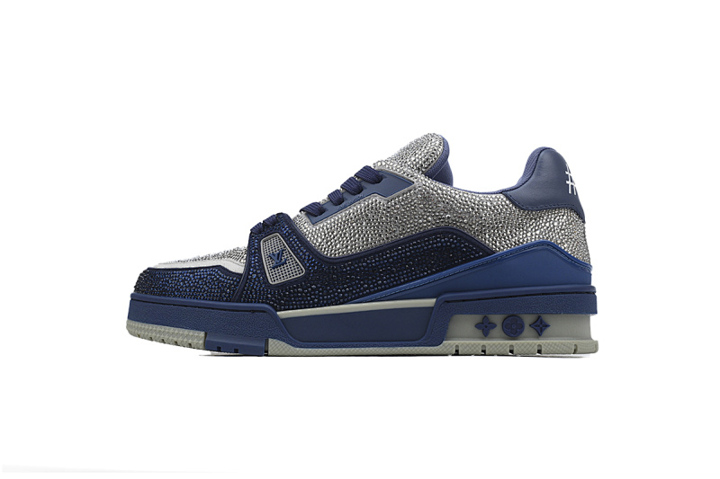 【EA0ET】白蓝钻 路易威登 LV钻面休闲板鞋 LOUIS VUITTON Trainer