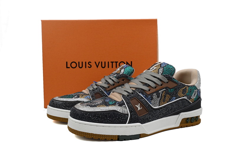 【EA0ET】卡其迷彩钻 路易威登 LV钻面休闲板鞋 LOUIS VUITTON Trainer