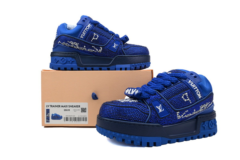 【EA0ET】深蓝钻面 路易威登 LV钻面小胖丁休闲板鞋 LOUIS VUITTON Trainer