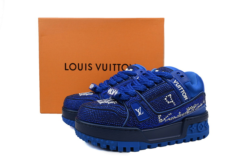 【EA0ET】深蓝钻面 路易威登 LV钻面小胖丁休闲板鞋 LOUIS VUITTON Trainer