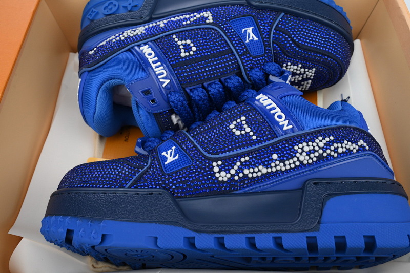 【EA0ET】深蓝钻面 路易威登 LV钻面小胖丁休闲板鞋 LOUIS VUITTON Trainer