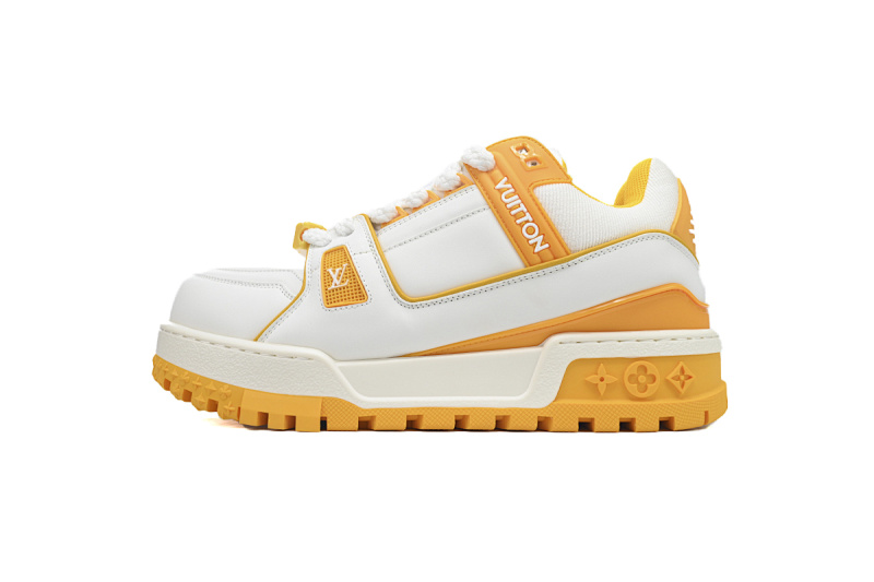 【EA0ET】胖丁新白黄 路易威登小胖丁休闲板鞋 Louis Vuitton White Yellow