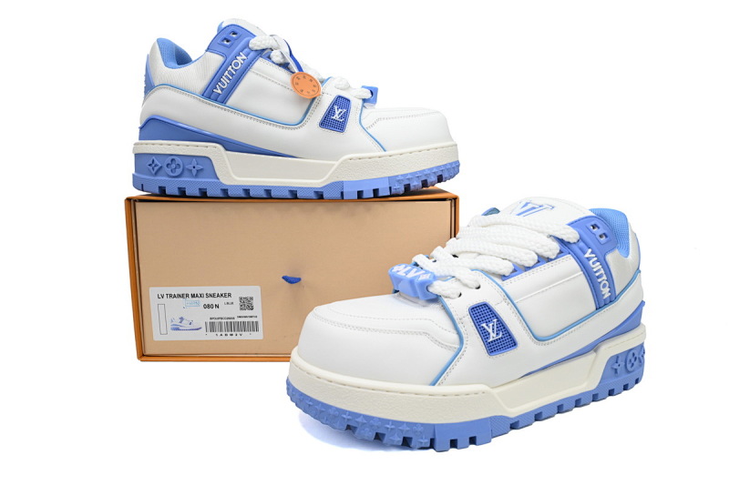 【EA0ET】胖丁新白蓝 路易威登小胖丁休闲板鞋 Louis Vuitton White Blue
