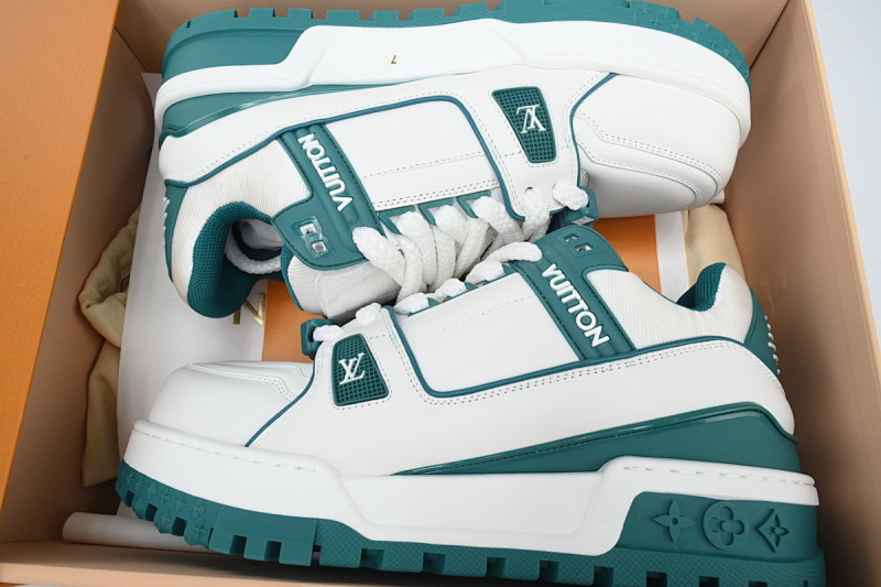 【EA0ET】胖丁新白绿 路易威登小胖丁休闲板鞋  Louis Vuitton White Green