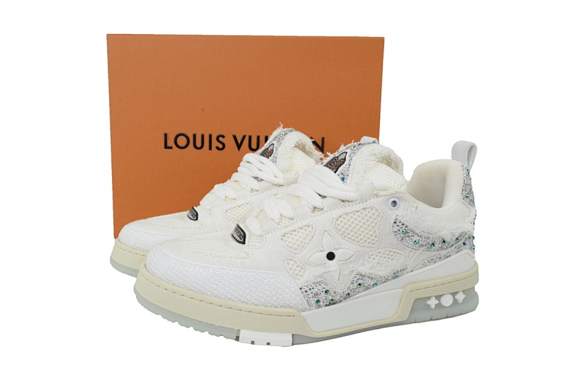 【EA0ET】SK8银白钻 路易威登 LV休闲板鞋 LOUIS VUITTON Silver White Diamond
