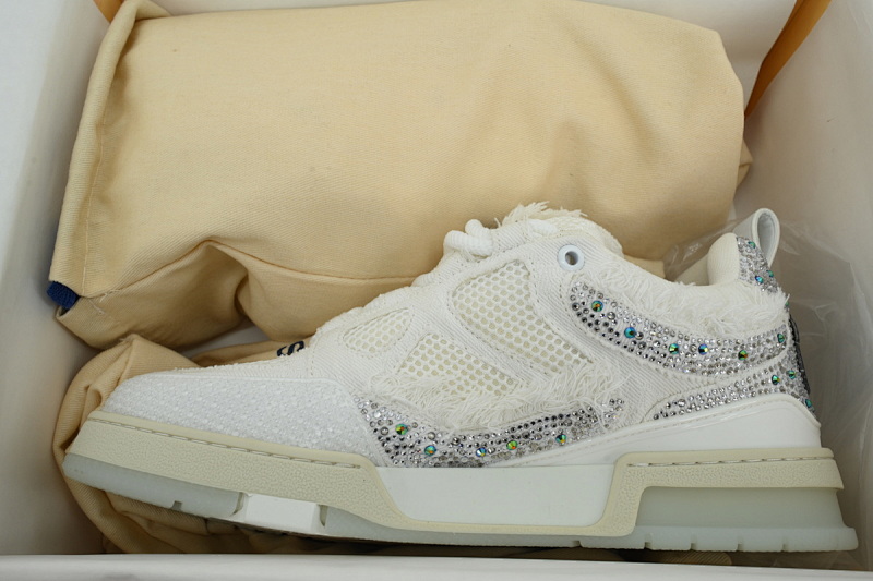 【EA0ET】SK8银白钻 路易威登 LV休闲板鞋 LOUIS VUITTON Silver White Diamond