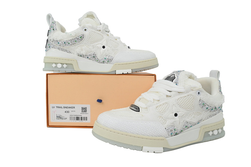 【EA0ET】SK8银白钻 路易威登 LV休闲板鞋 LOUIS VUITTON Silver White Diamond