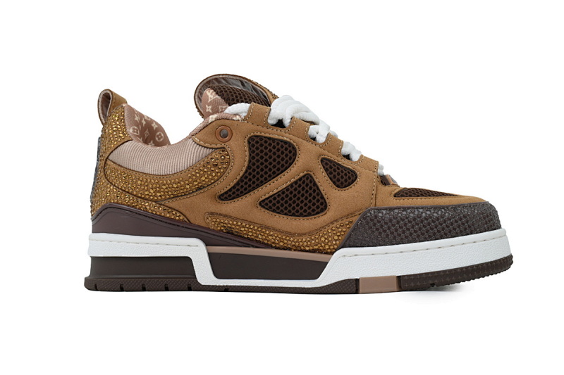 【EA0ET】SK8白棕钻面 路易威登 LV休闲板鞋 LOUIS VUITTON White Brown Diamond Surface