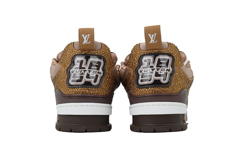【EA0ET】SK8白棕钻面 路易威登 LV休闲板鞋 LOUIS VUITTON White Brown Diamond Surface