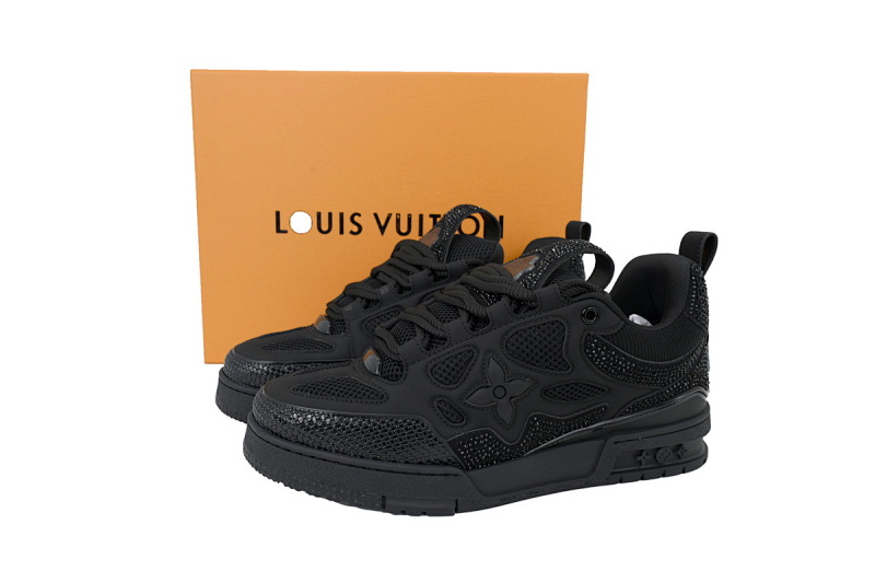【EA0ET】SK8全黑钻面 路易威登 LV休闲板鞋 LOUIS VUITTON All Black Diamond Surface
